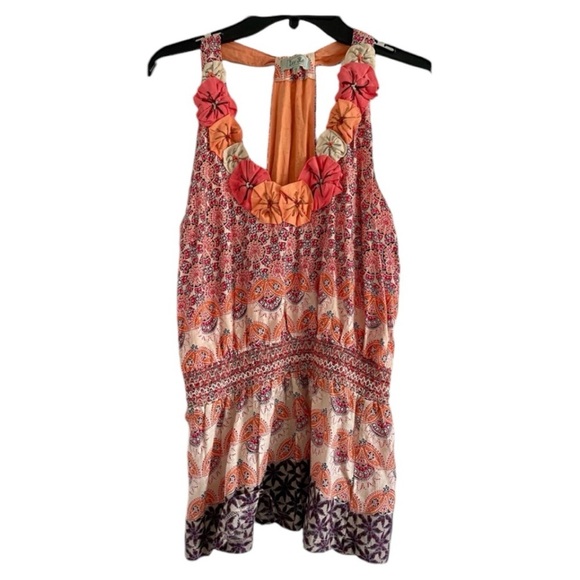 LUV STORI Women’s Multi Colored Floral Razorback Long‎ Blouse/Mini Dress-Size M - Picture 1 of 4